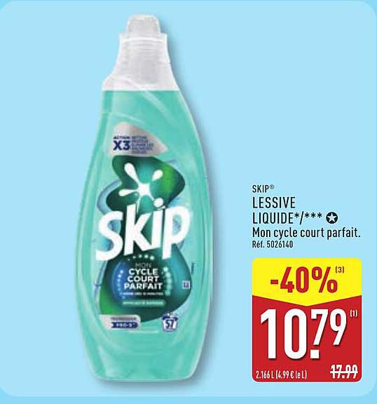 SKIP® LESSIVE LIQUIDE/*** Mon cycle court parfait.