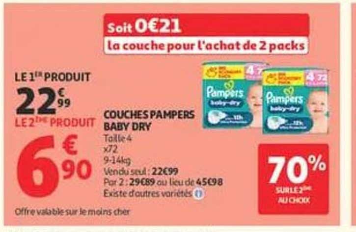 Soit 0€21 la couche pour l'achat de 2 packs
