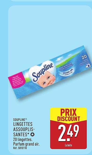 SOUPLINE® LINGETTES ASSOUPLISSANTES* 20 lingettes. Parfum grand air. Réf. 5010110