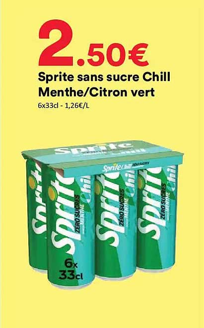 Sprite sans sucre Chill Menthe/Citron vert