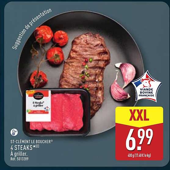 ST-CLÉMENT LE BOUCHER® 4 STEAKS À GRILLER.