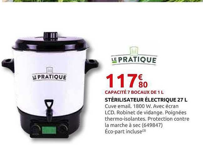 STÉRILISATEUR ÉLECTRIQUE 27 L