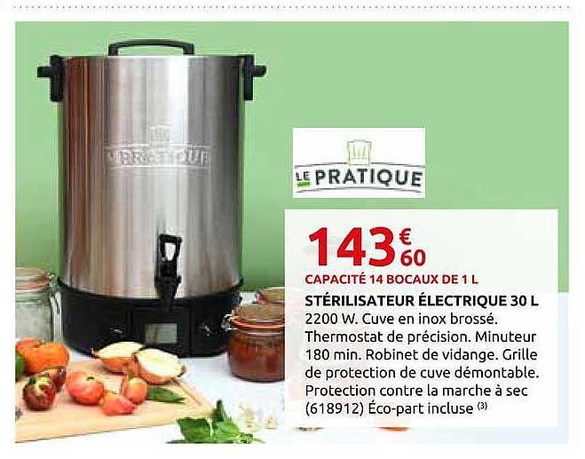 STÉRILISATEUR ÉLECTRIQUE 30 L