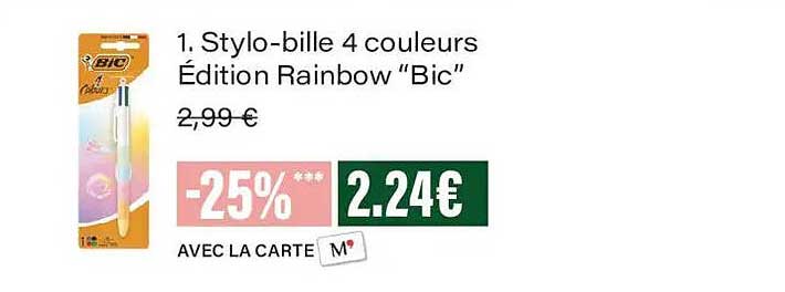 Stylo-bille 4 couleurs Édition Rainbow “Bic”