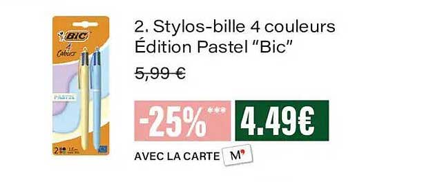 Stylos-bille 4 couleurs Édition Pastel “Bic”