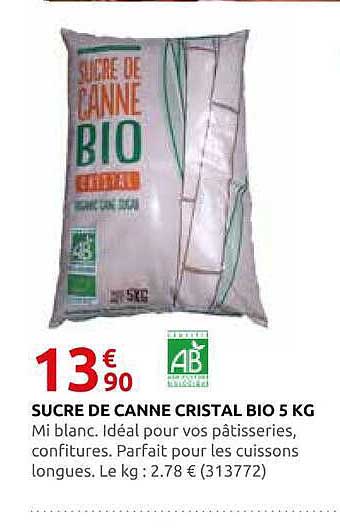 SUCRE DE CANNE CRISTAL BIO 5 KG