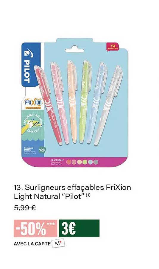 Surligneurs effaçables FriXion Light Natural “Pilot”