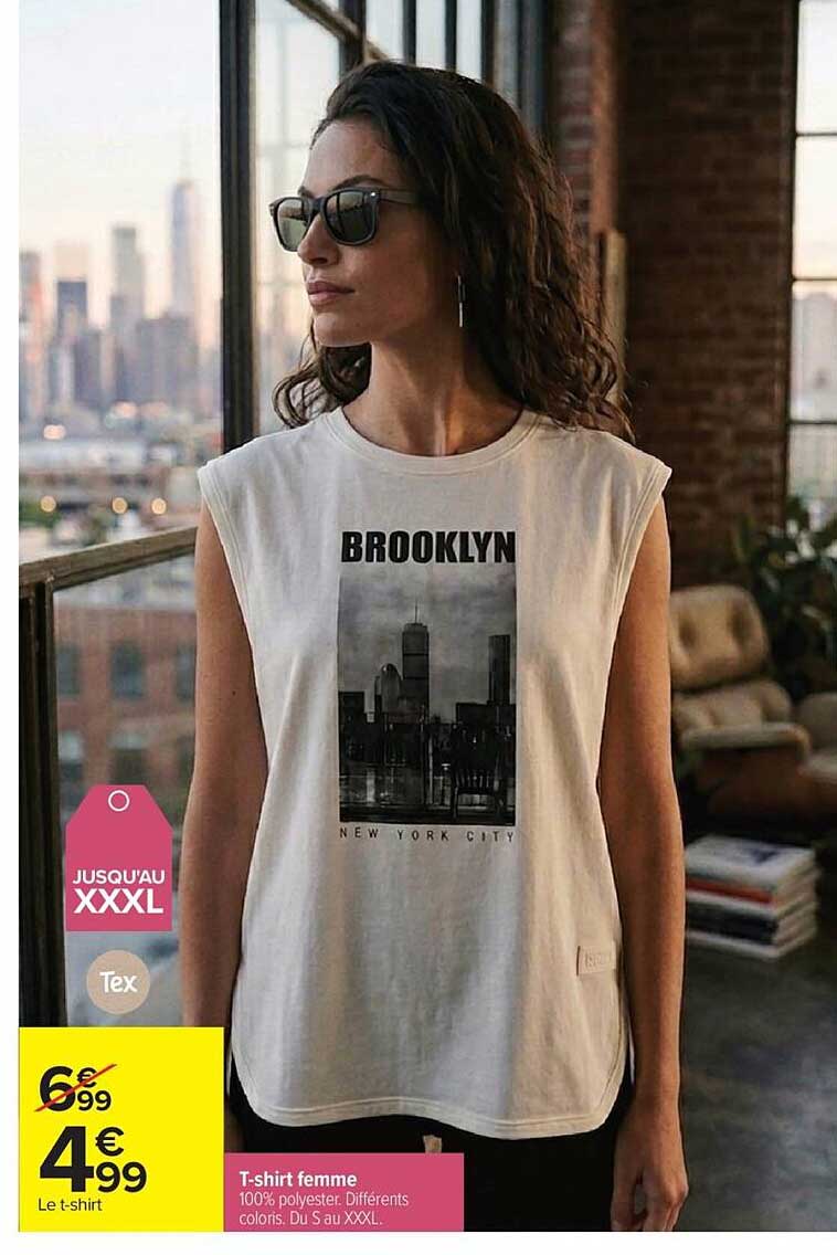 T-shirt femme 100% polyester. Différents coloris. Du S au XXXL.
