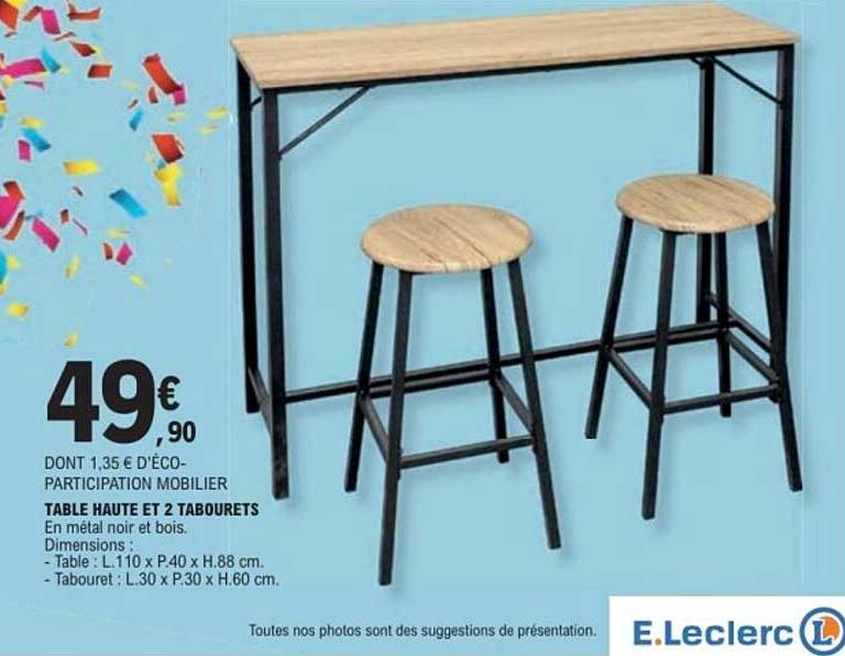TABLE HAUTE ET 2 TABOURETS
