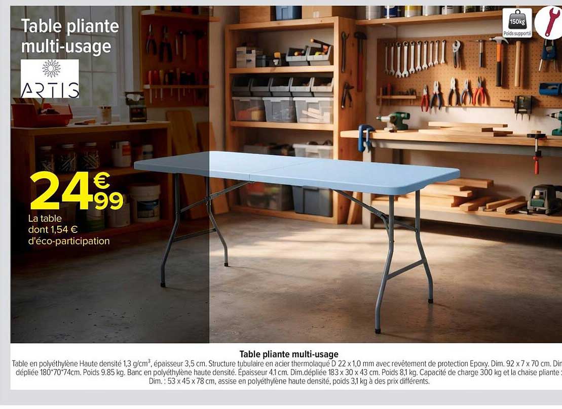 Table pliante multi-usage