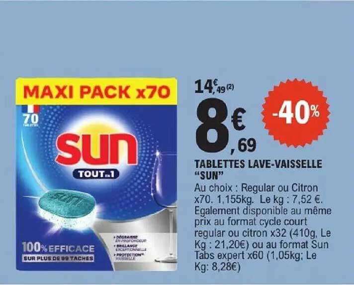 TABLETTES LAVE-VAISSELLE "SUN"