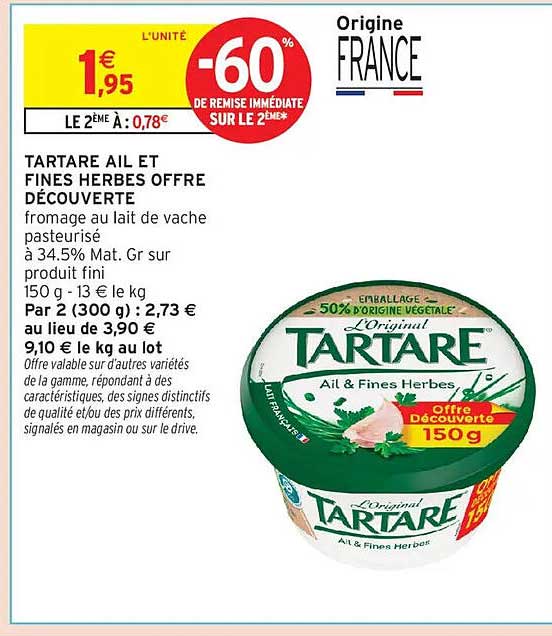 TARTARE AIL ET FINES HERBES OFFRE DÉCOUVERTE