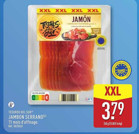 TESOROS DEL SUR® JAMON SERRANO (C) 11 mois d'affinage.
