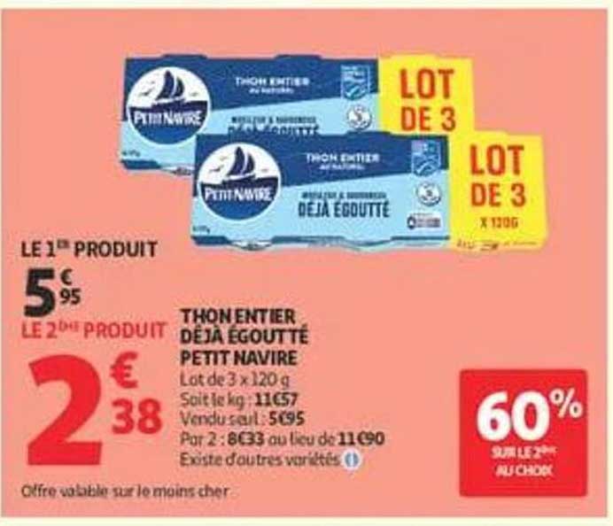 THON ENTIER DÉJÀ ÉGOUTTÉ PETIT NAVIRE