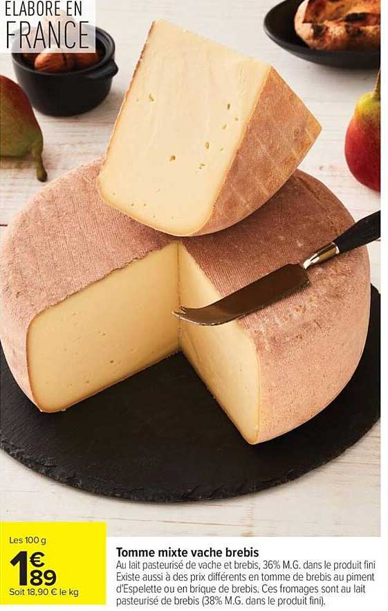 Tomme mixte vache brebis
