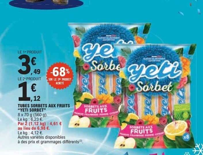 TUBES SORBETS AUX FRUITS "YETI SORBET"
