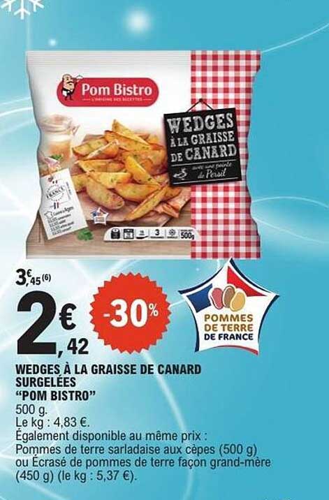 WEDGES À LA GRAISSE DE CANARD SURGELÉES “POM BISTRO”