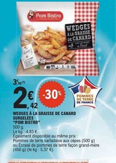 WEDGES A LA GRAISSE DE CANARD SURGELES "POM BISTRO" 500 g