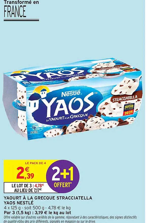 YAOURT À LA GRECQUE STRACCIATELLA YAOS NESTLÉ