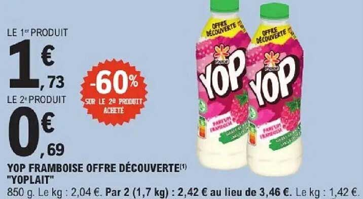 YOP FRAMBOISE OFFRE DÉCOUVERTE "YOPLAIT"