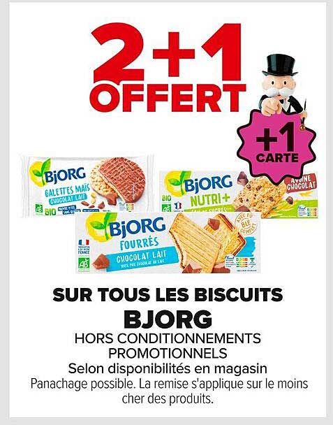 2 + 1 OFFERT SUR TOUS LES BISCUITS BJORG