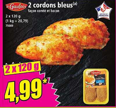 2 cordons bleus façon comté et bacon