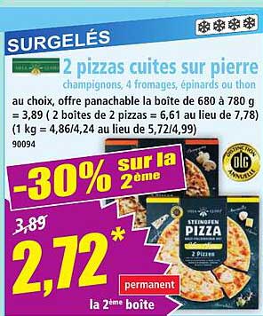 2 pizzas cuites sur pierre