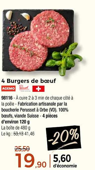 4 Burgers de bœuf