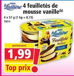4 feuilletés de mousse vanille