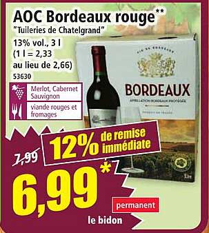 AOC Bordeaux rouge** "Tuileries de Chatelgrand"