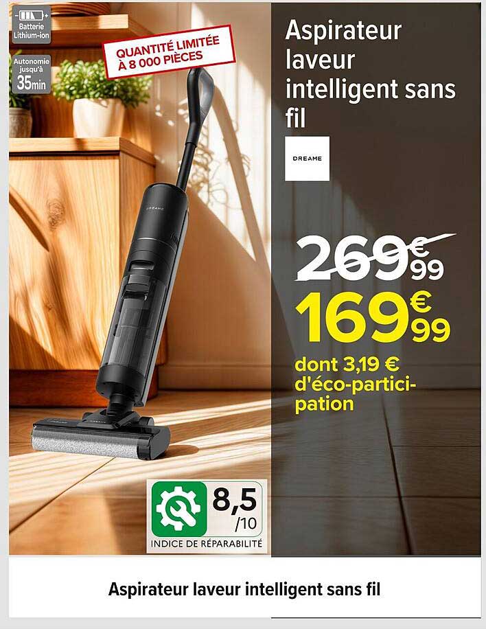 Aspirateur laveur intelligent sans fil