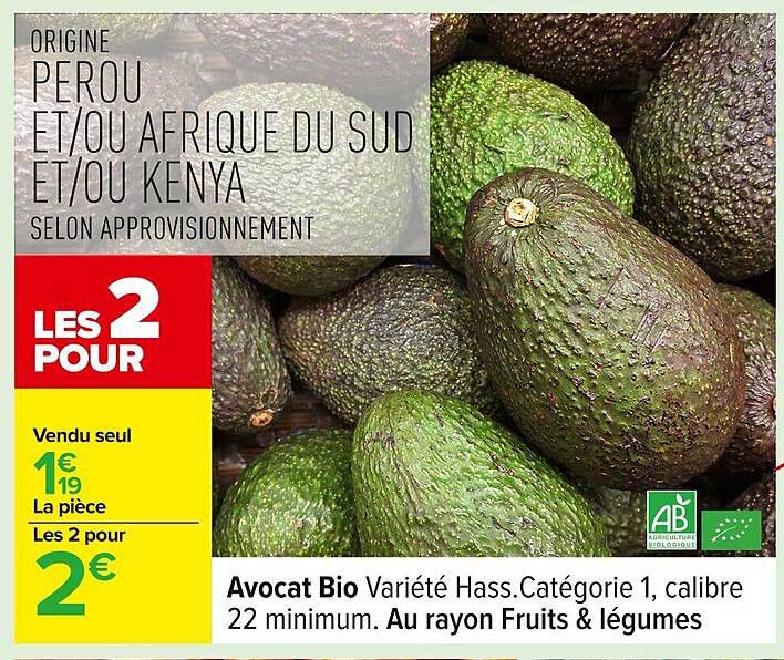 Avocat Bio Variété Hass - Les 2 pour 2 €