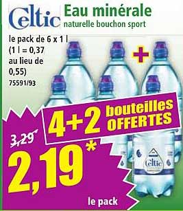 Celtic Eau minérale naturelle bouchon sport