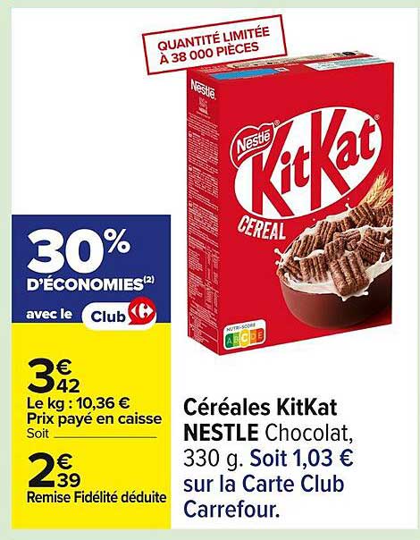 Céréales KitKat NESTLE Chocolat, 330 g