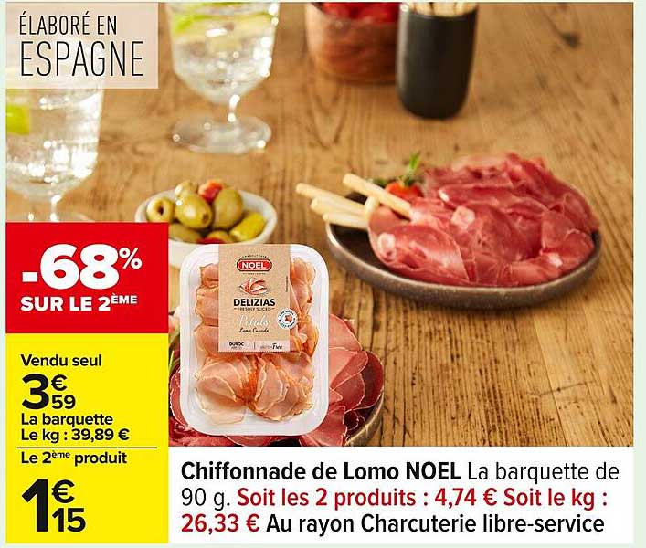 Chiffonnade de Lomo NOEL La barquette de 90 g