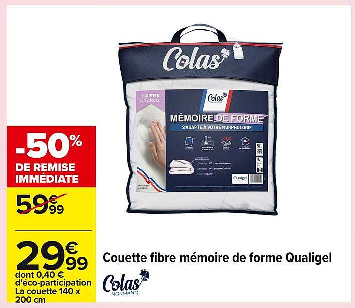 Couette fibre mémoire de forme Qualigel