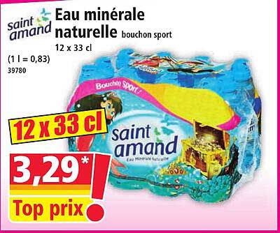 Eau minérale naturelle bouchon sport 12 x 33 cl