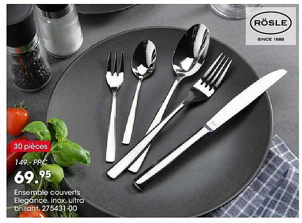 Ensemble couverts Elegance, inox, ultra brillant