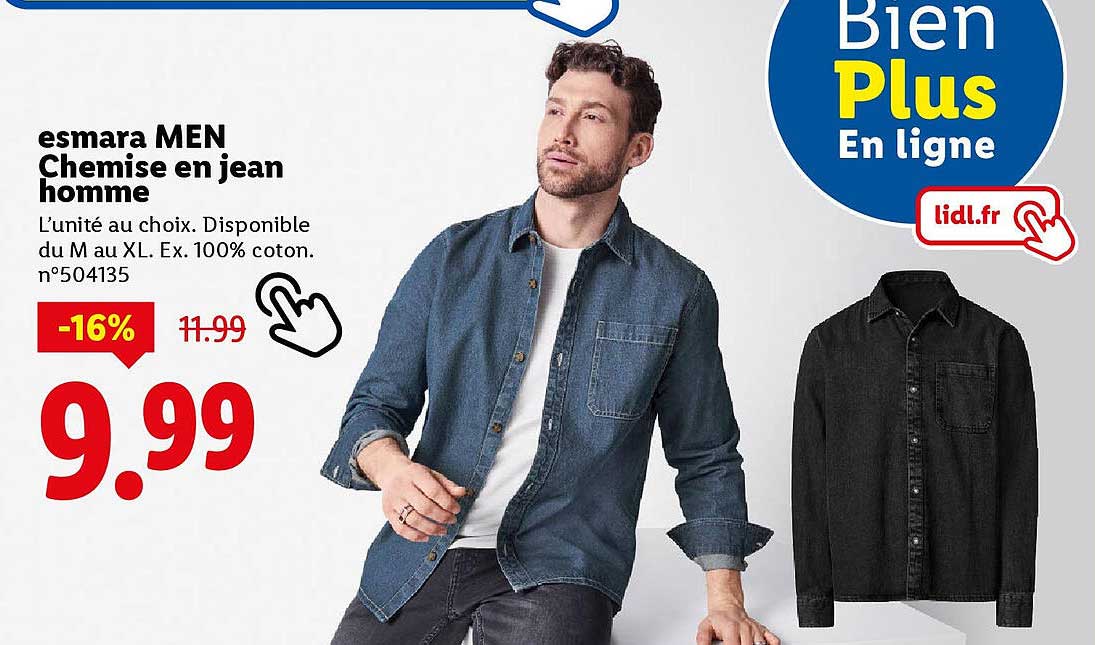 esmar MEN Chemise en jean homme