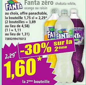 Fanta zéro shokata white, orange ou raisin