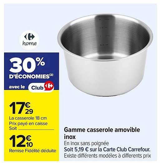 Gamme casserole amovible inox