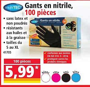 Gants en nitrile, 100 pièces