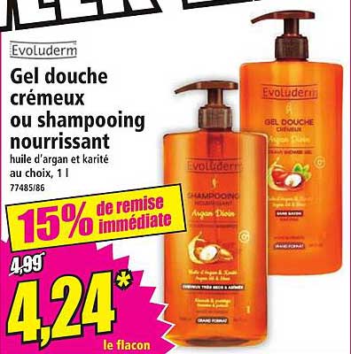 Gel douche crémeux ou shampoing nourrissant