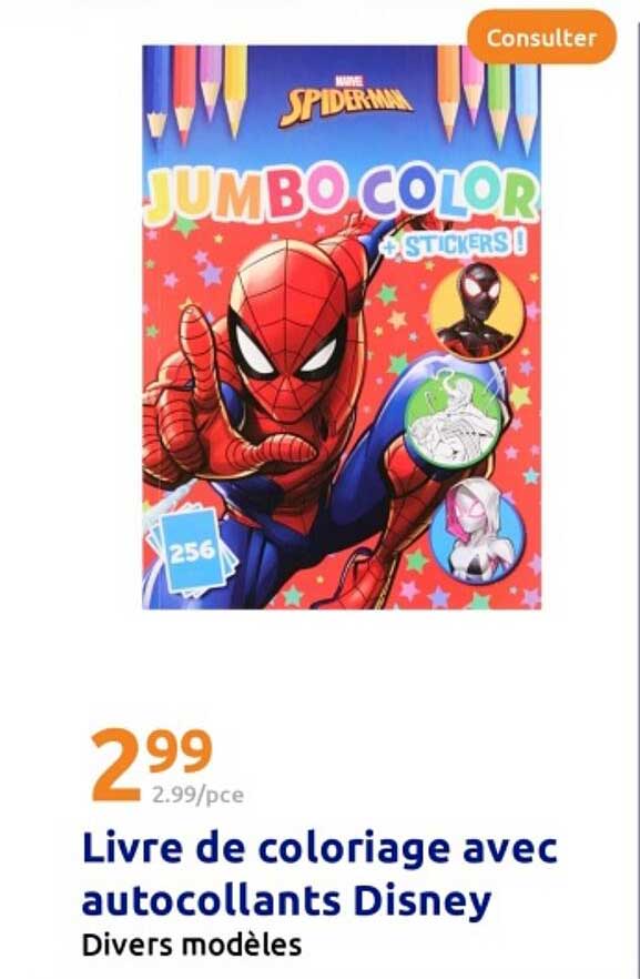 Livre de coloriage avec autocollants Disney
