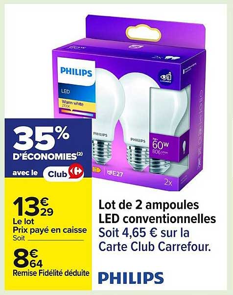 Lot de 2 ampoules LED conventionnelles