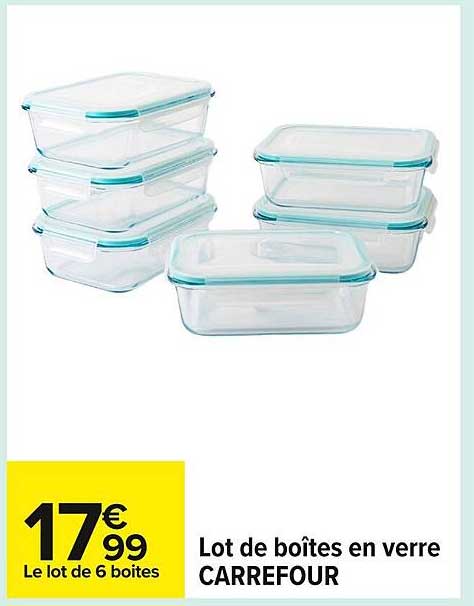 Lot de boîtes en verre CARREFOUR