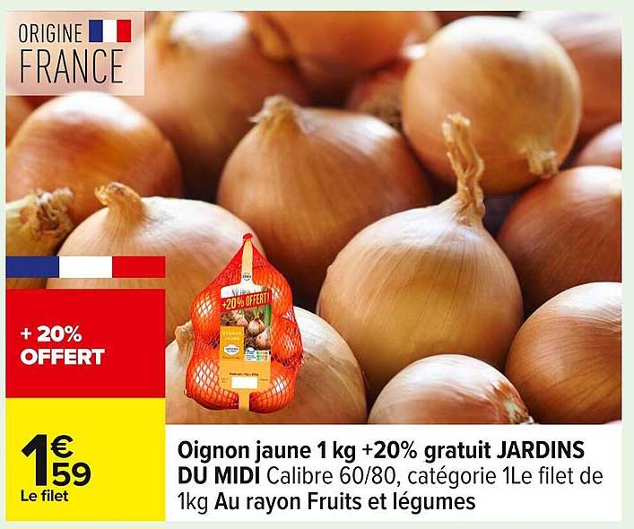 Oignon jaune 1 kg +20% gratuit JARDINS DU MIDI