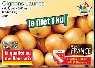 Oignons Jaunes le filet 1 kg