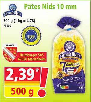 Pâtes Nids 10 mm