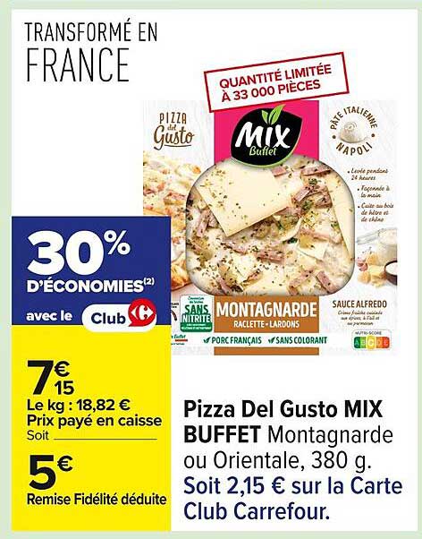 Pizza Del Gusto MIX BUFFET Montagnarde ou Orientale, 380 g